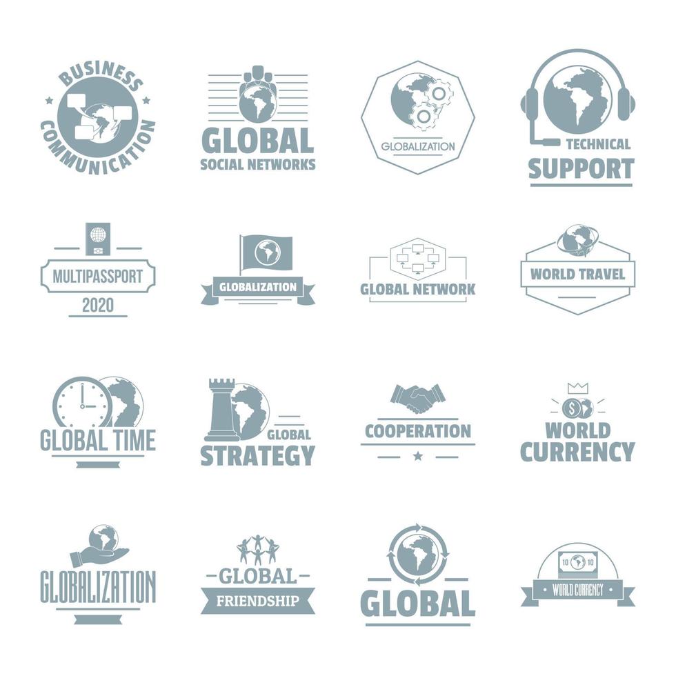 Global business logo icons set, simple style vector