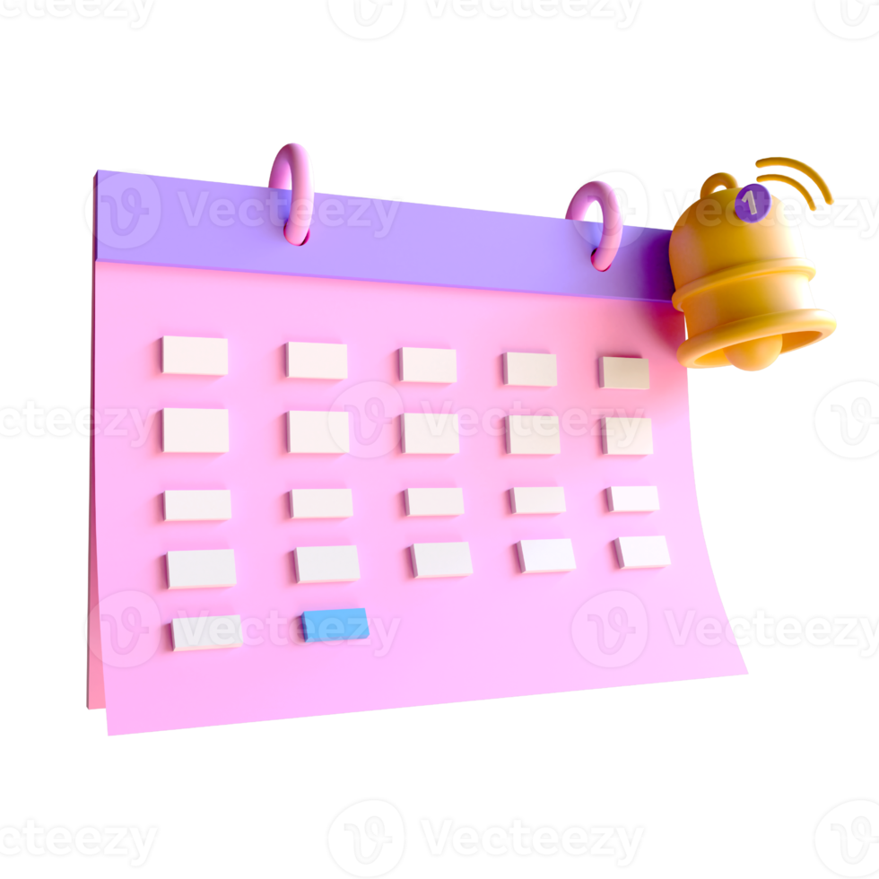 3d rendering Calendar assignment icon, monthly planning schedule, day month year time concept. png