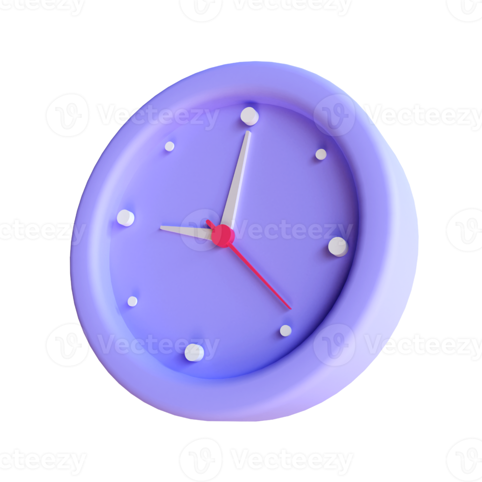 Stylized Circle Clock Icon. Minimal alarm, clock ringing, speed time icon, fast and quick. 3d rendering illustration png