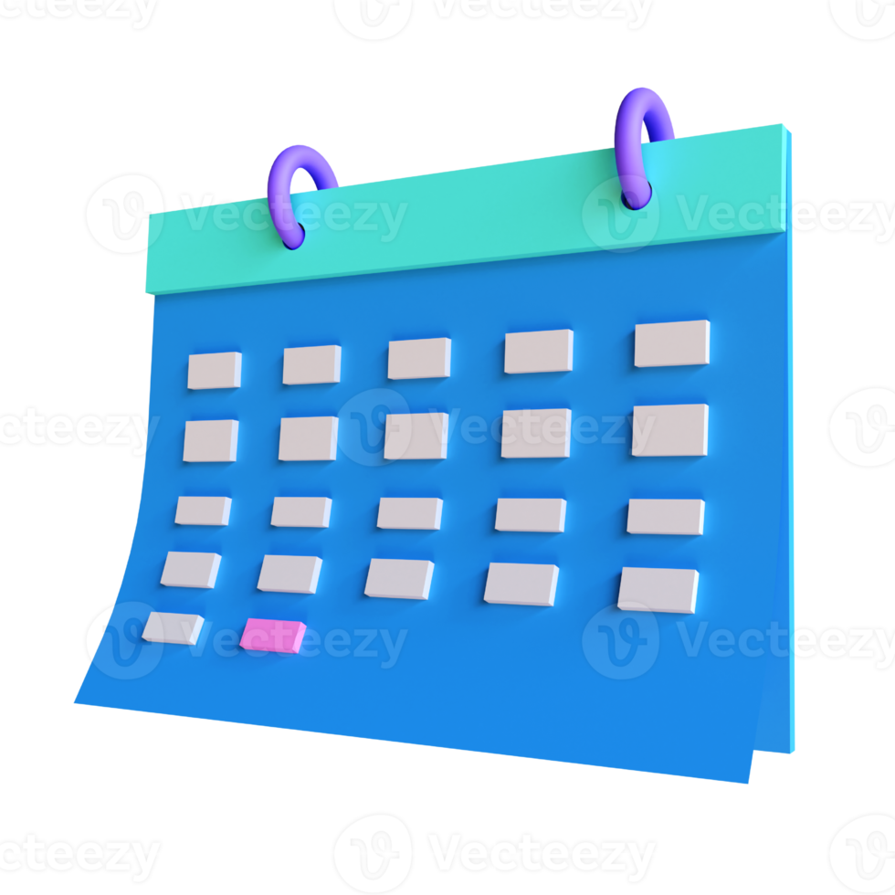 3d rendering Calendar assignment icon, monthly planning schedule, day month year time concept. png