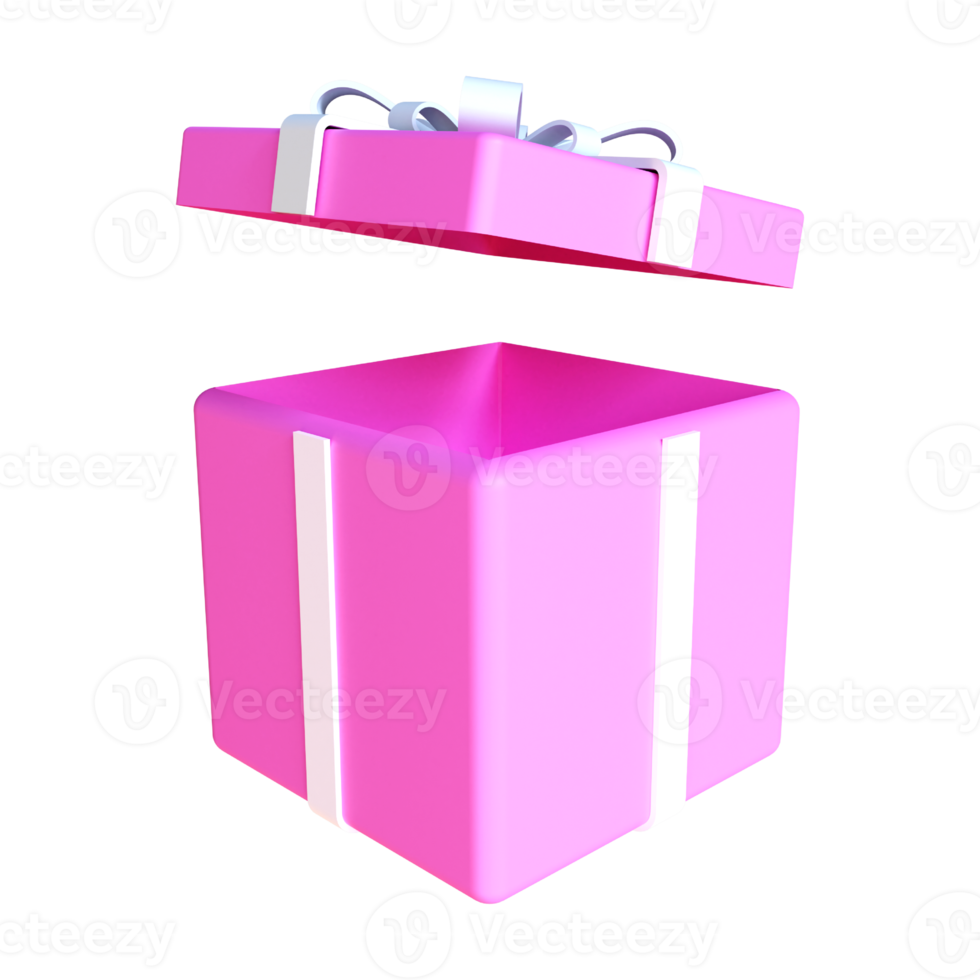 Open gift box surprise. Earn point and get rewards. Special offer concept. 3d rendering illustration png