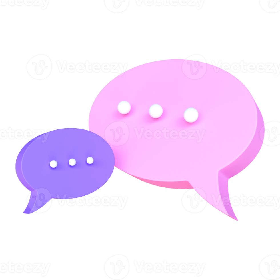 Chat Bubble icon. Minimal chat discussion box. Concept of social media messages. Typing in chat bubble. Comment sign symbol. 3d rendering illustration png