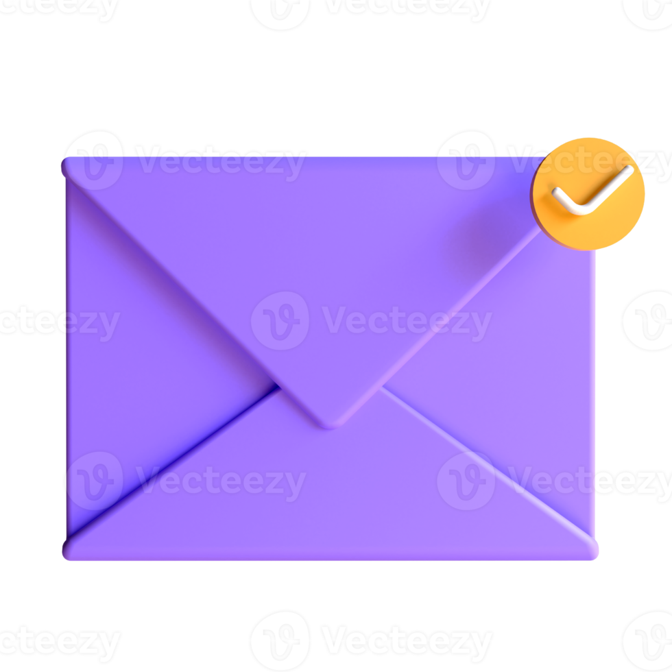 Incoming e-mail notify. Online mail concept, unread mail notification, newsletter new message alert. 3d rendering illustration png