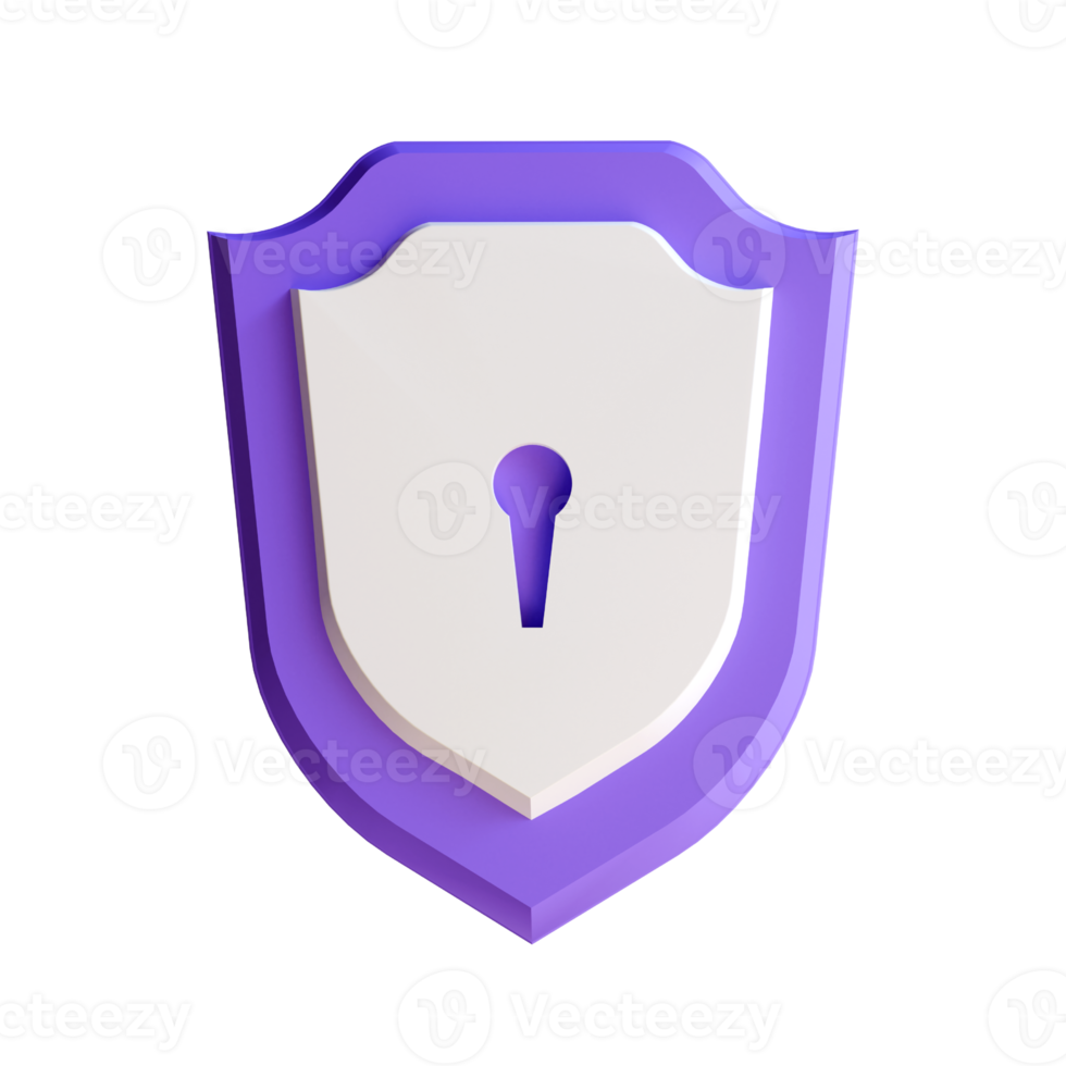 3d rendering Shield protection icon, checkmark on security shield symbol, guaranteed icon. Security concept, online safety png