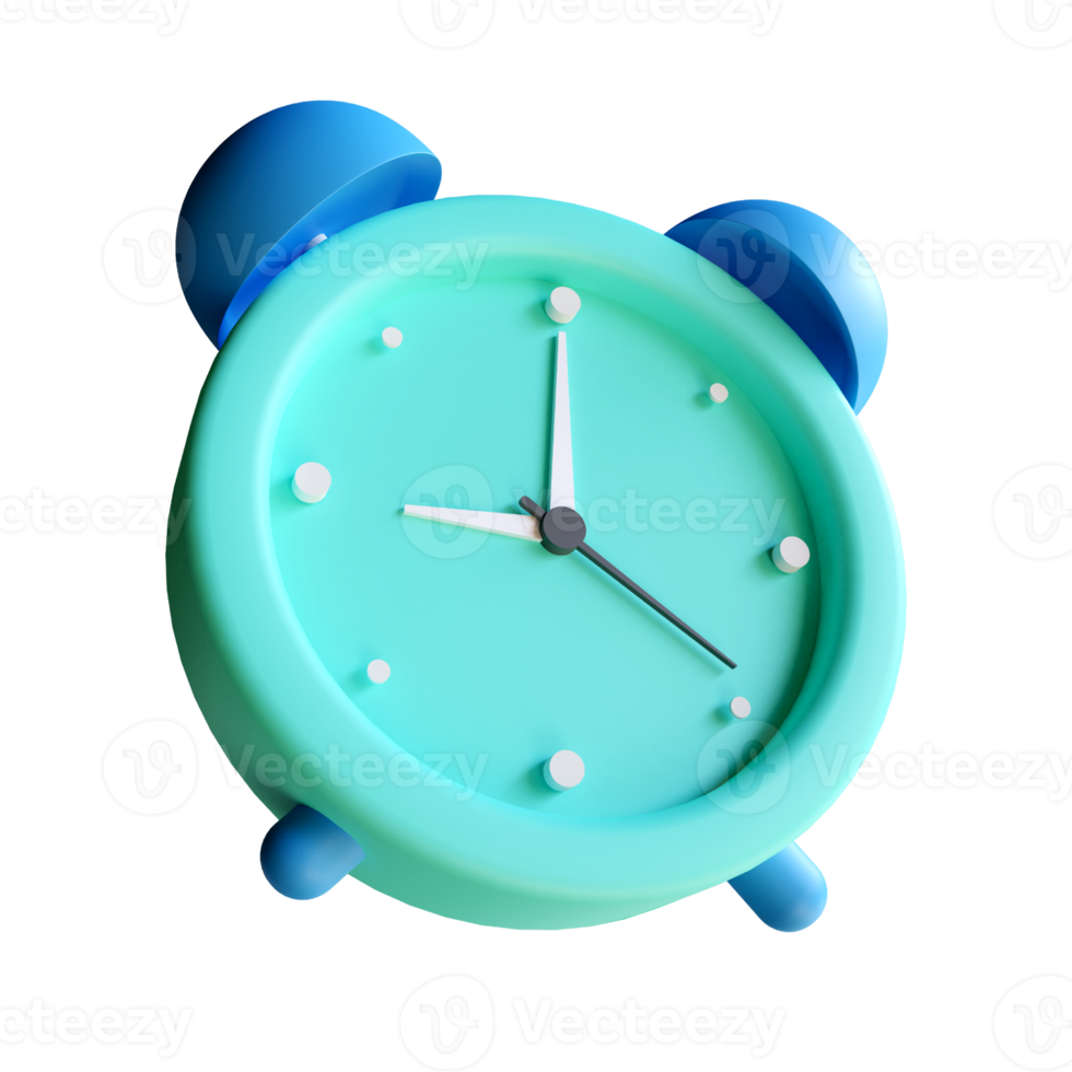 Stylized Circle Clock Icon. Minimal alarm, clock ringing, speed time icon, fast and quick. 3d rendering illustration png