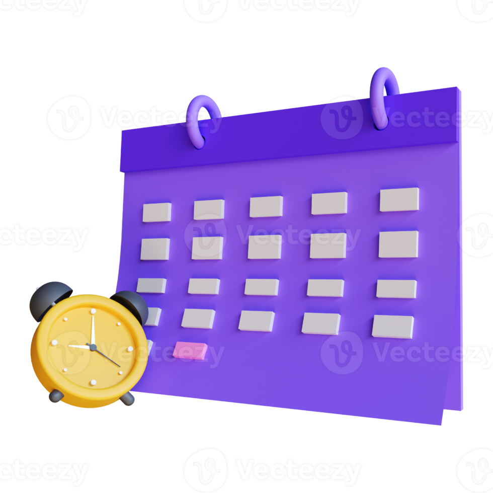 3D-rendering kalenderpictogram opdracht, maandelijks planningsschema, dag maand jaar tijd concept. png