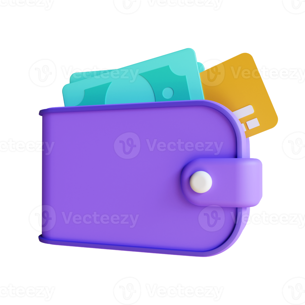 Money saving icon concept. bundle of cash Wallet, chasless society. Getting cash rewards and gift from online shopping. 3d rendering png