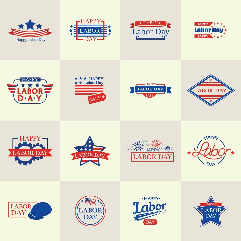 Labor day logo set, flat style vector