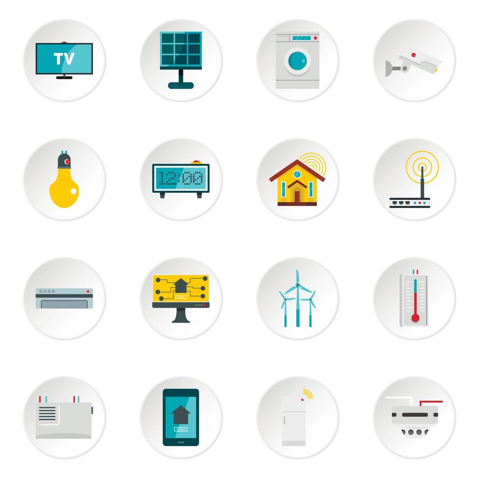 Smart home house icons set in flat style vector