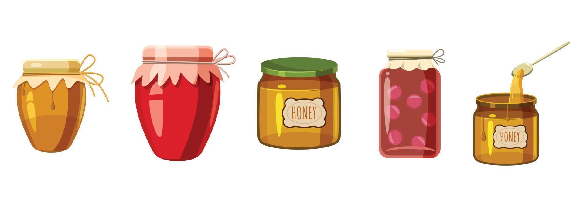Jar icon set, cartoon style vector