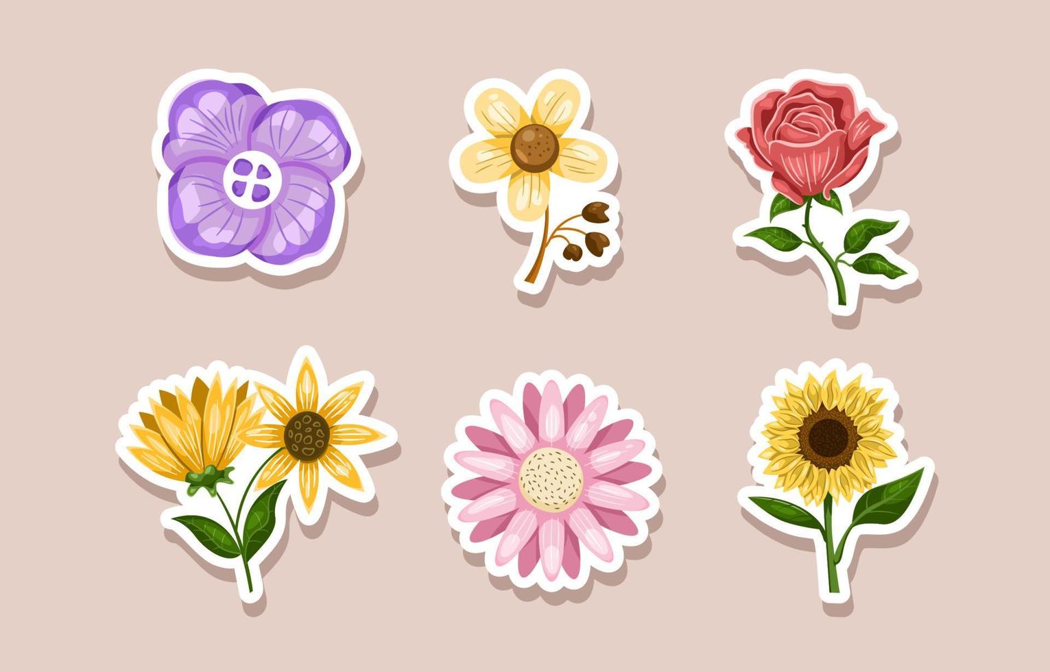 Fall Flower Sticker Set with Flat Design 8486161 Vector Art at