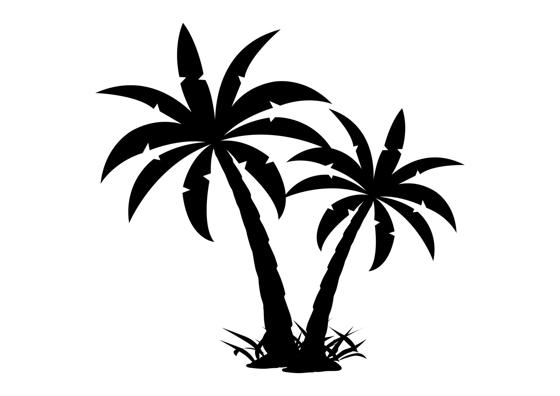Black and White Palm Trees isolated on White Background 8486233 Vector