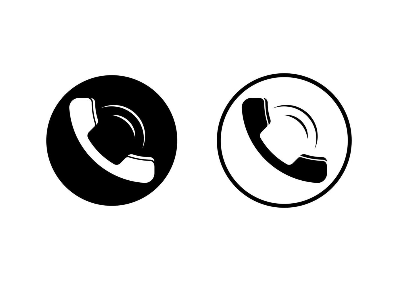 Vector illustration of black and white phone icon isolated on white background