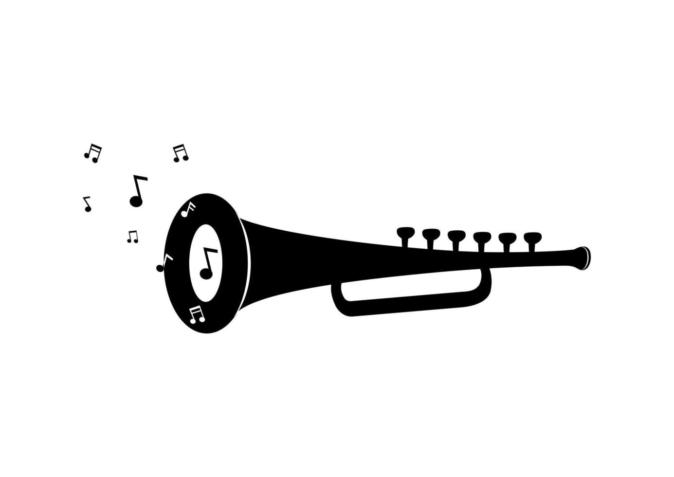 Black and white music trumpet icon isolated on white background vector