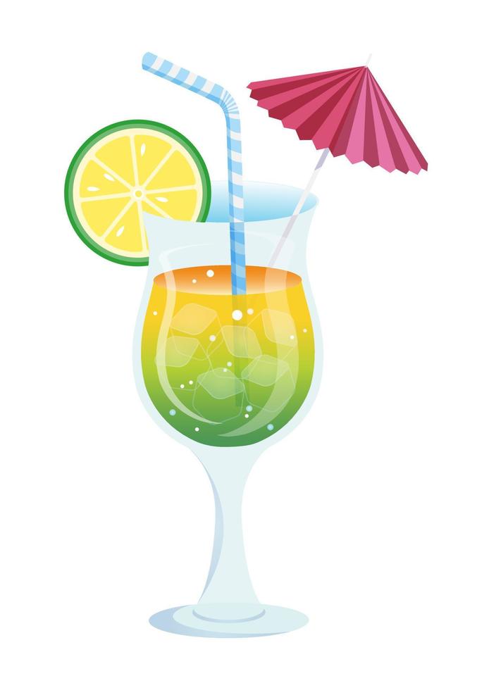 Ilustración de vector de cóctel de verano aislado sobre fondo blanco. Spritz de cóctel fresco