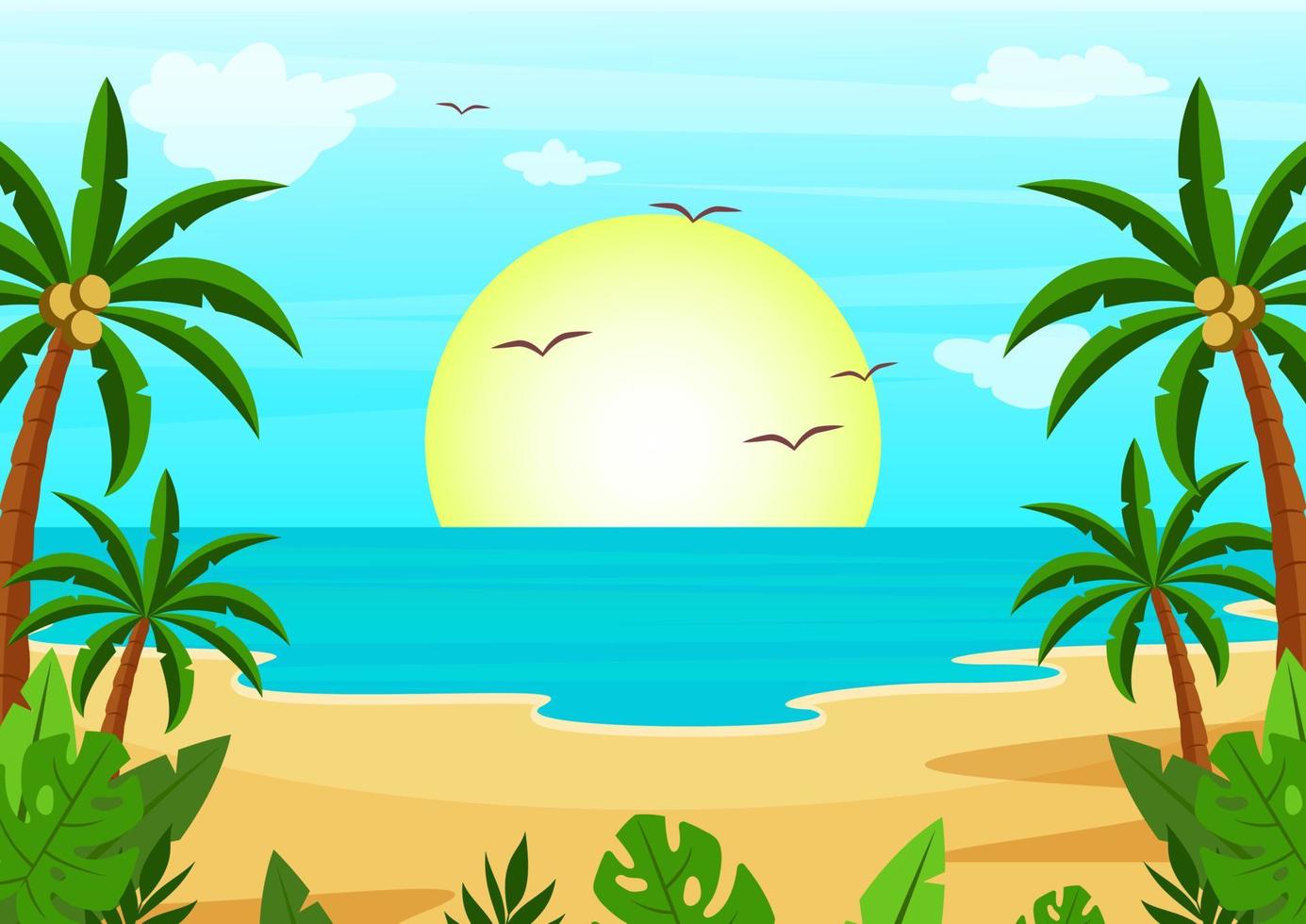 fondo de playa de verano ilustración vectorial de vista de playa de verano vector