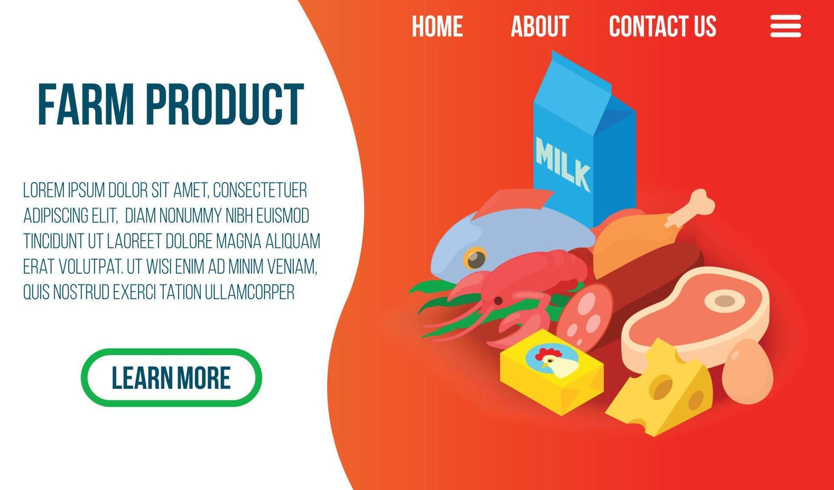 Farm product concept banner, isometric style vector