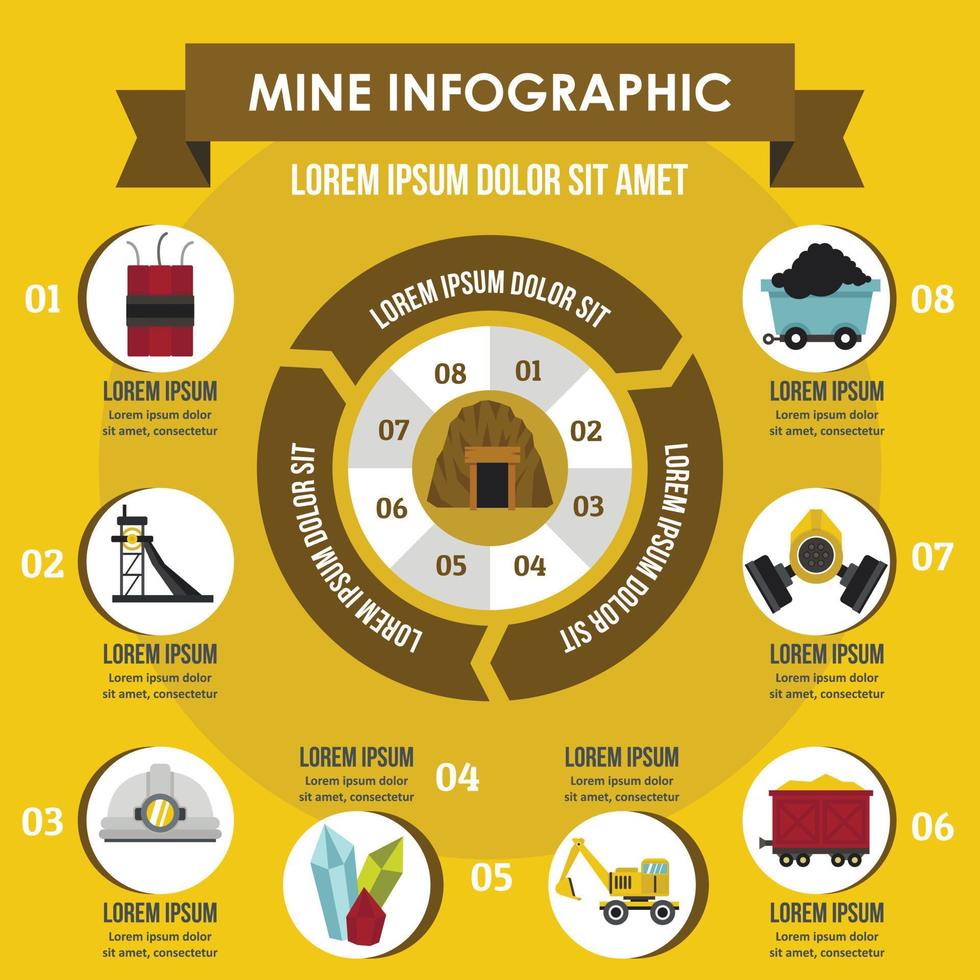 Mine infographic concept, flat style vector