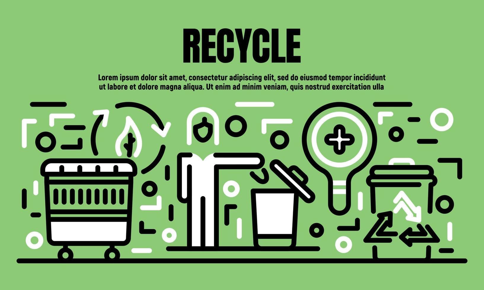 banner de reciclaje, estilo de esquema vector