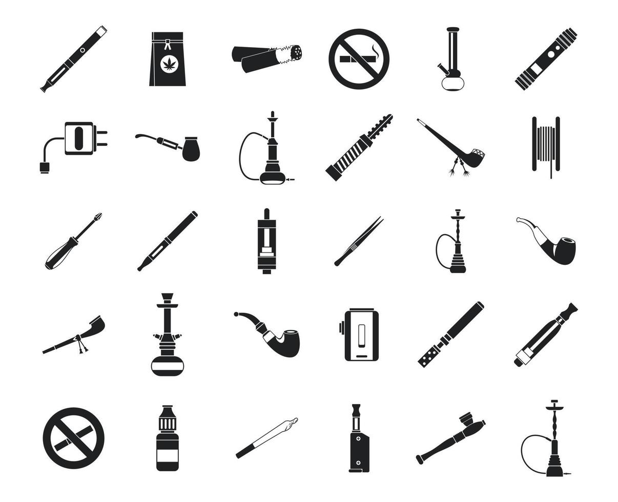 Smoking icon set, simple style vector