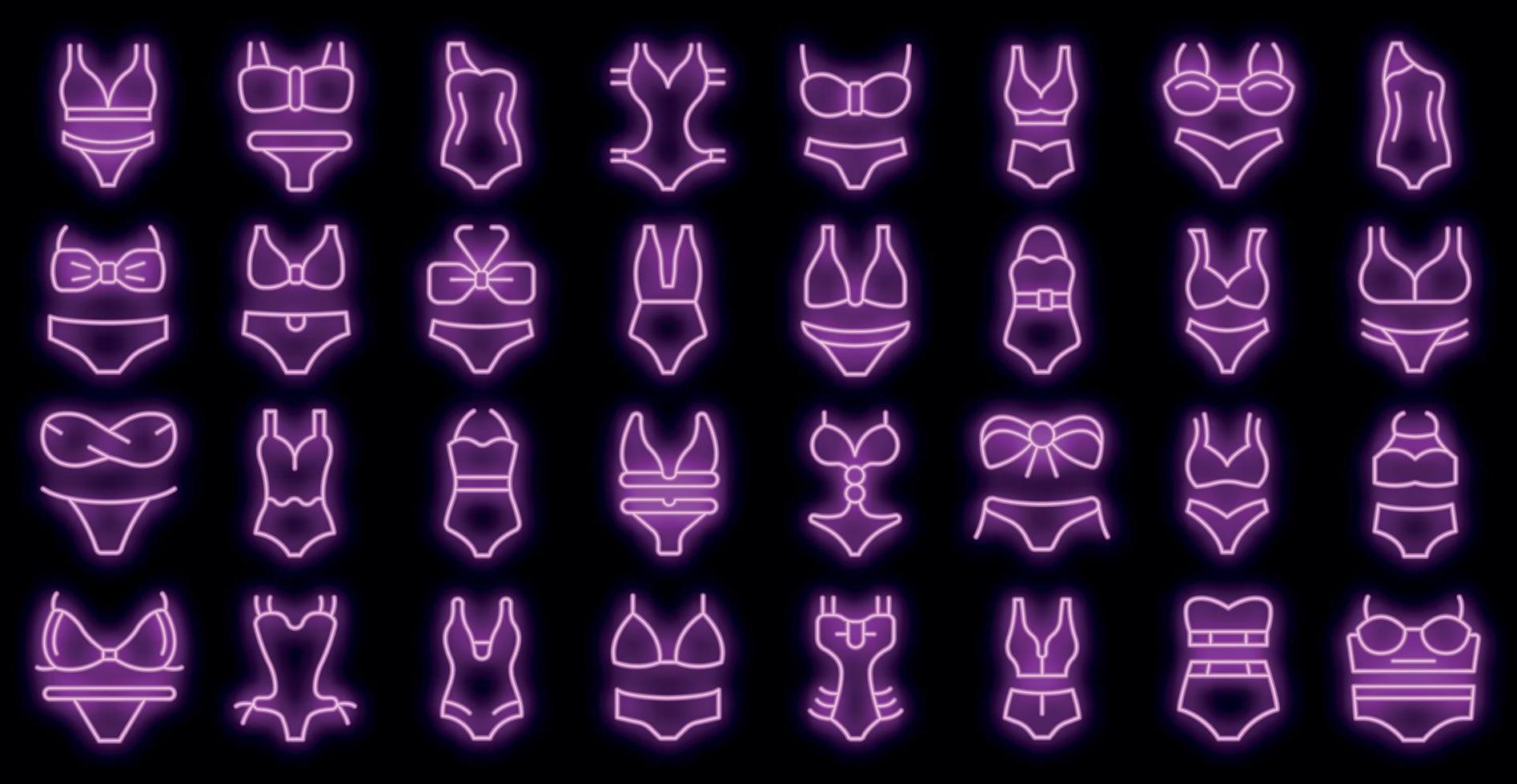 Swimsuit icons set vector neon