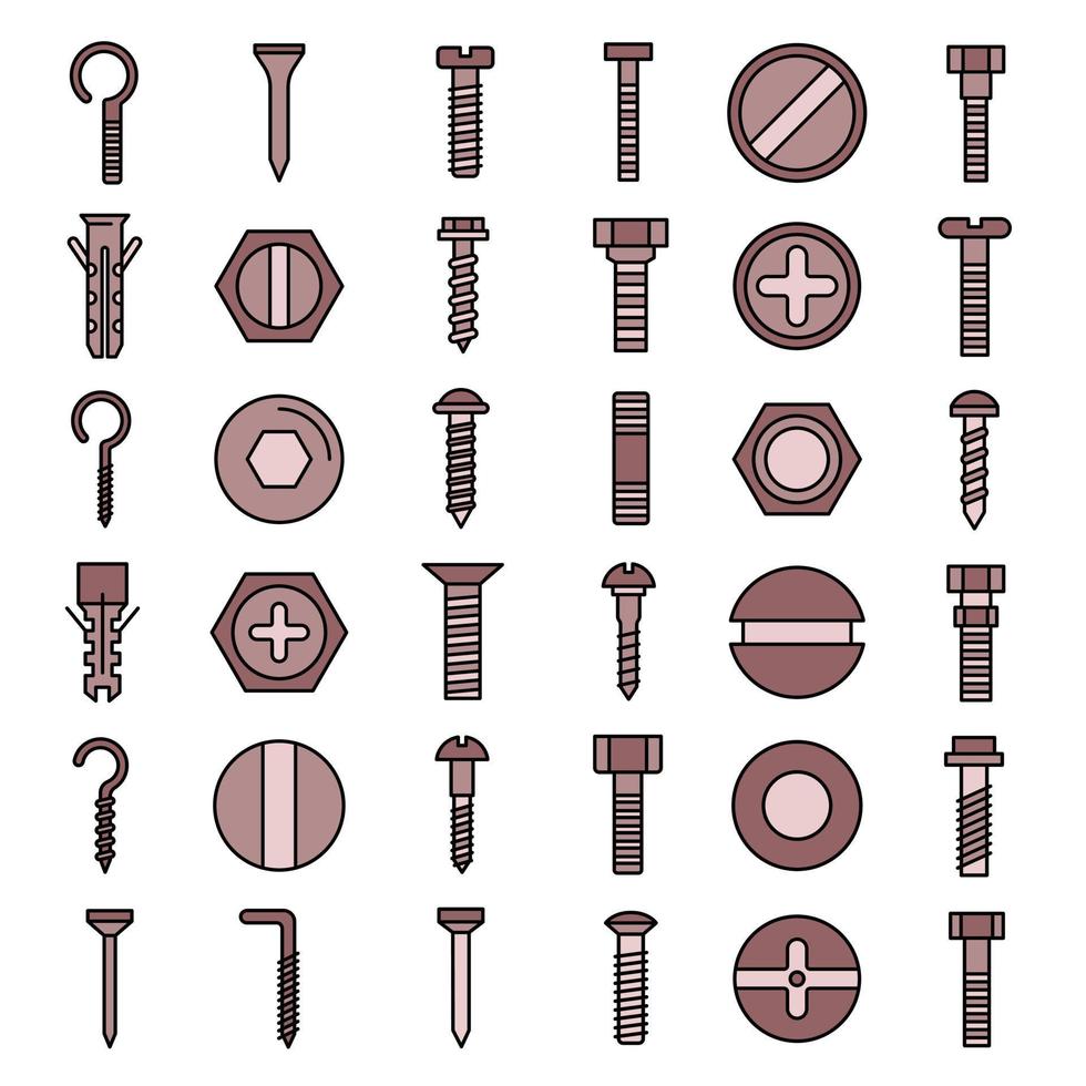 Screw-bolt icons vector flat