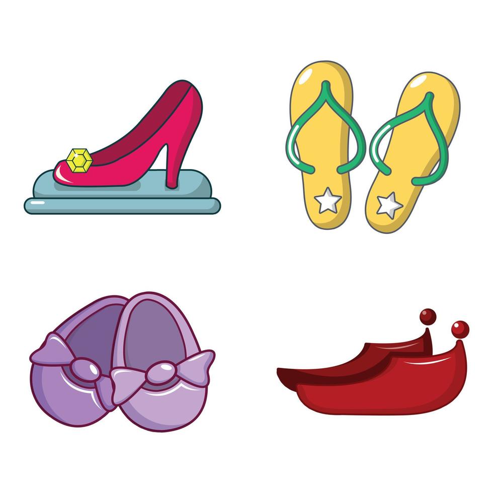 Shoes icon set, cartoon style vector