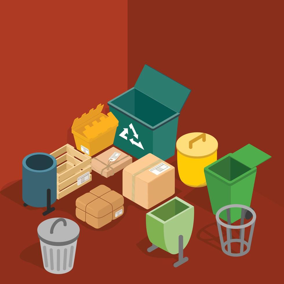 Trash can concept banner, isometric style vector