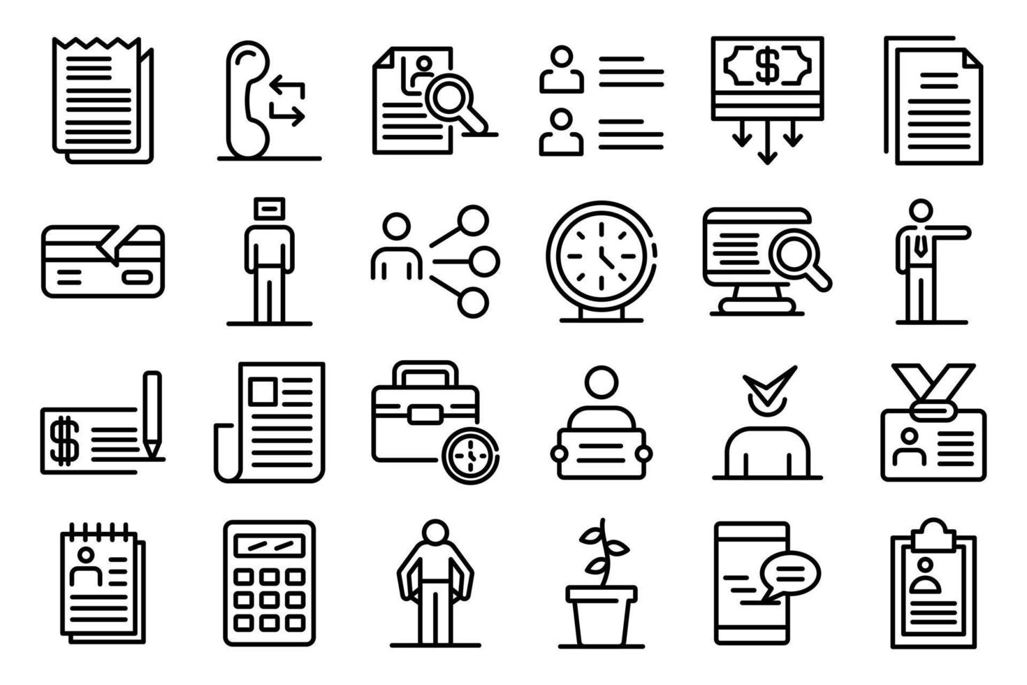 Unemployed icons set, outline style vector