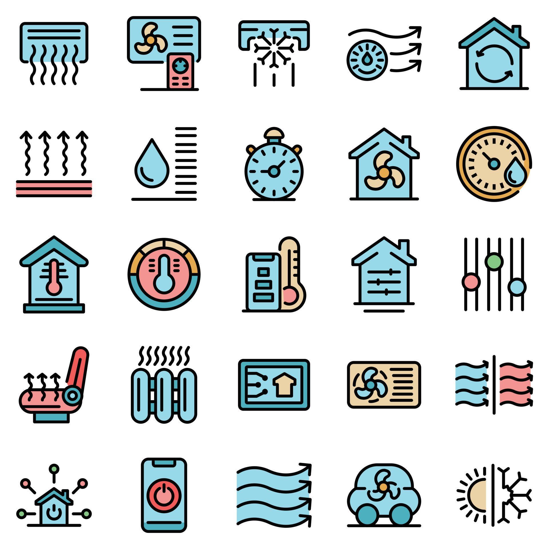 Climate control systems icons set vector flat 8486384 Vector Art at