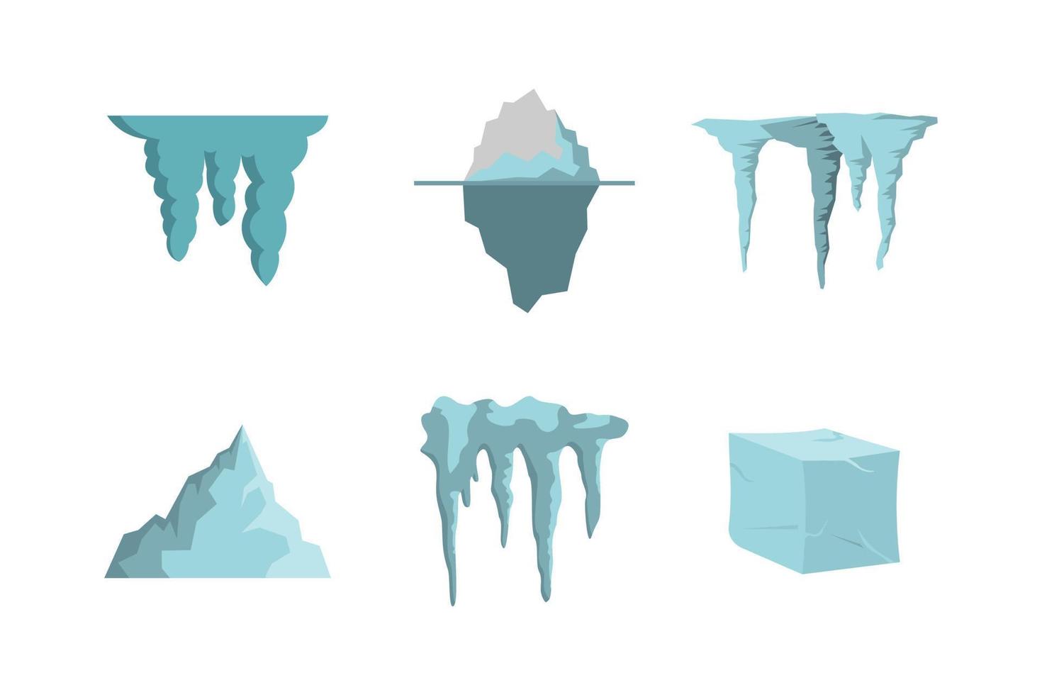 conjunto de iconos de hielo, tipo plano vector