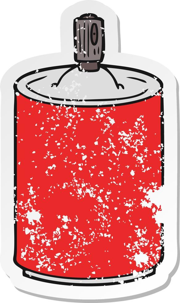 distressed sticker of a cartoon aerosol spray can vector
