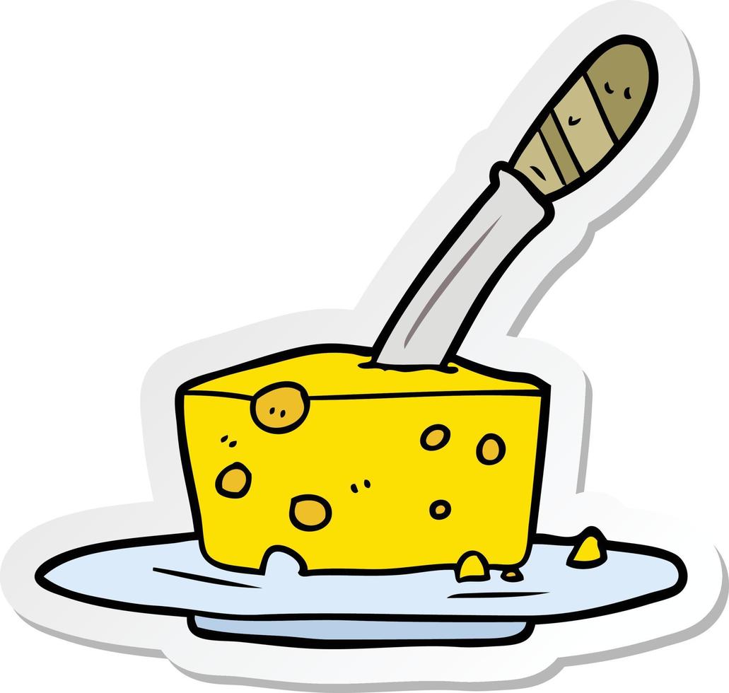 sticker of a cartoon cheese vector