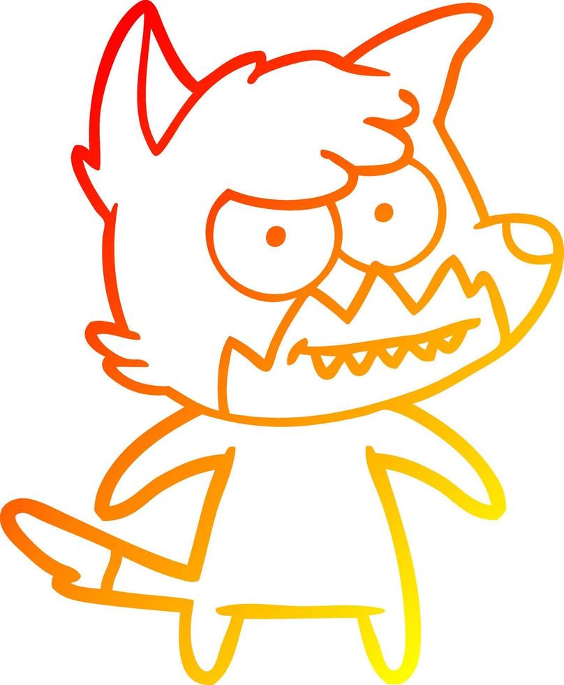 warm gradient line drawing cartoon grinning fox vector