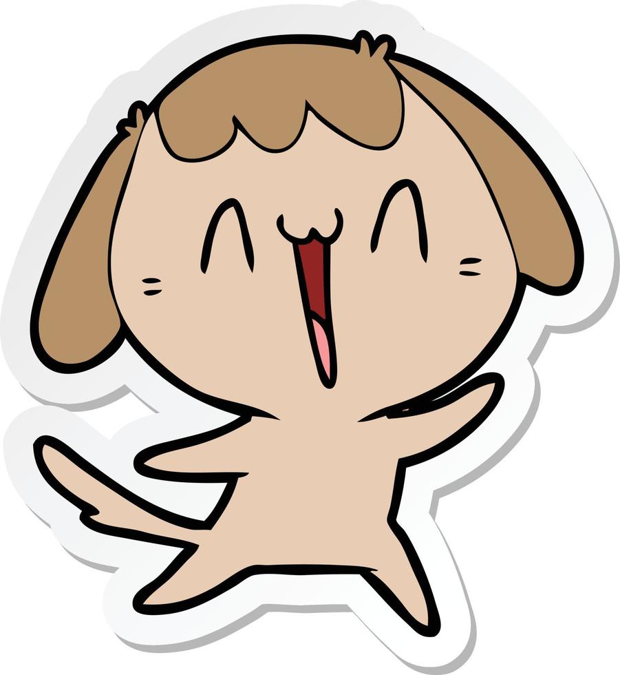 sticker of a cute cartoon dog vector