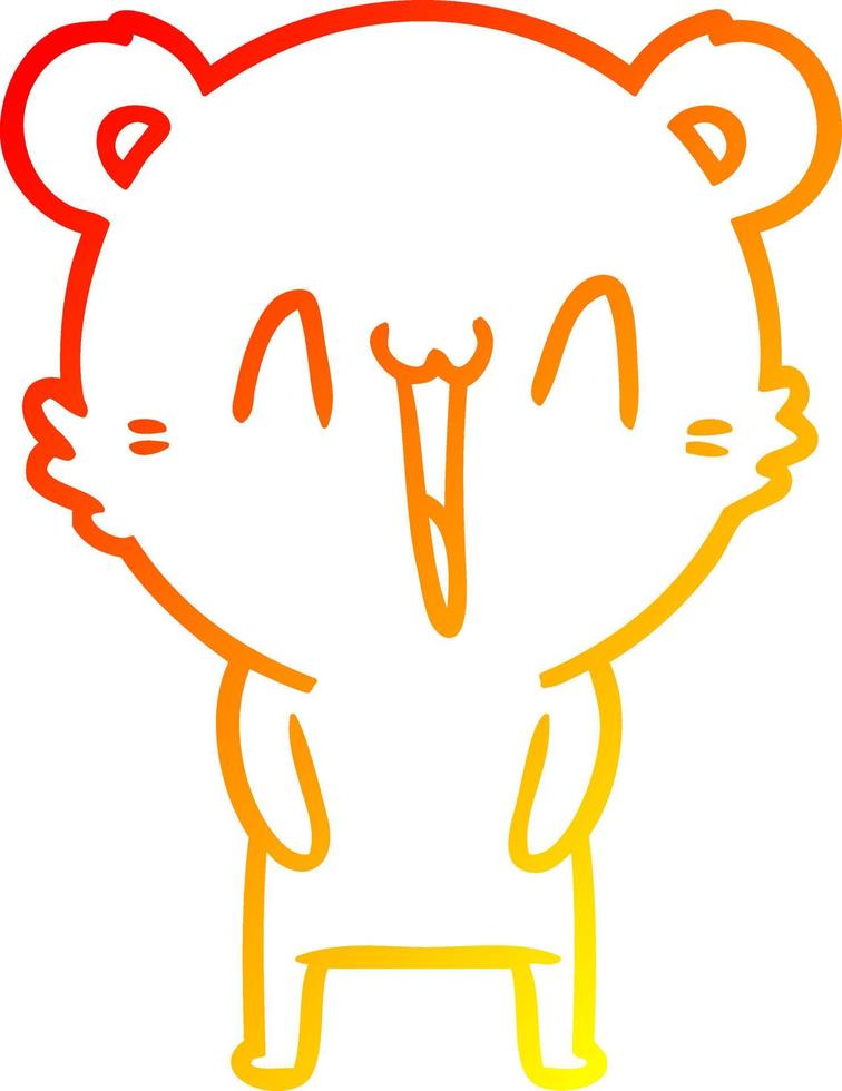 warm gradient line drawing happy bear cartoon vector