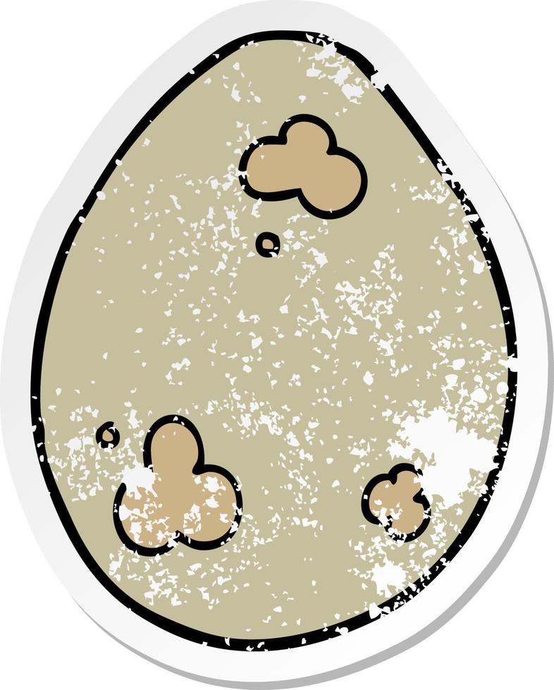 distressed sticker of a cartoon egg vector