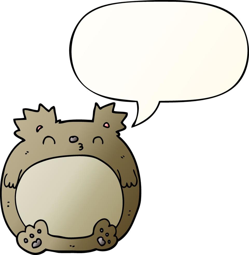 cartoon bear and speech bubble in smooth gradient style vector