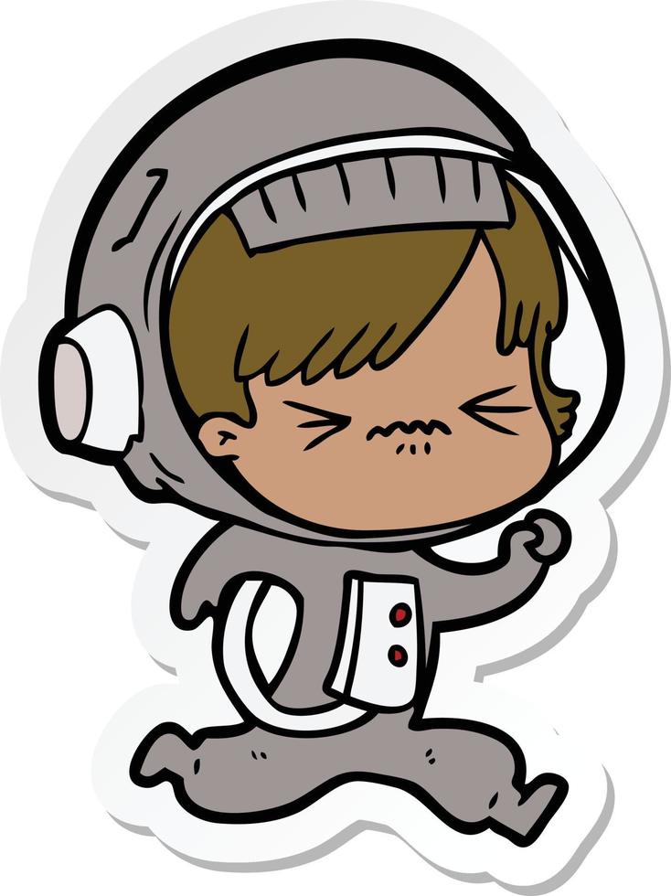 pegatina de una mujer astronauta de dibujos animados vector
