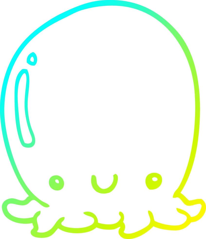 cold gradient line drawing cute cartoon octopus vector
