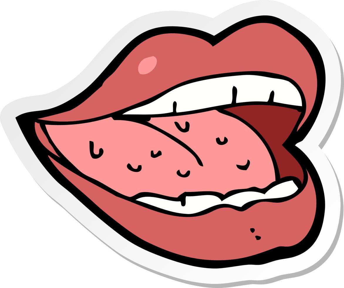 sticker of a cartoon smiling mouth vector