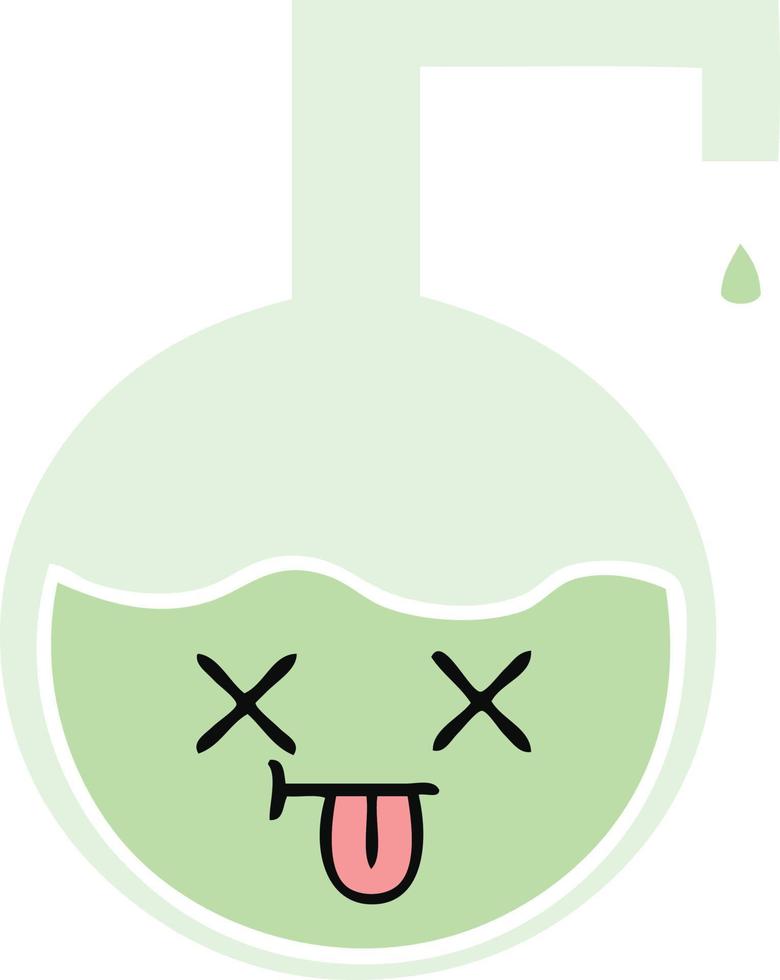 flat color retro cartoon science experiment vector