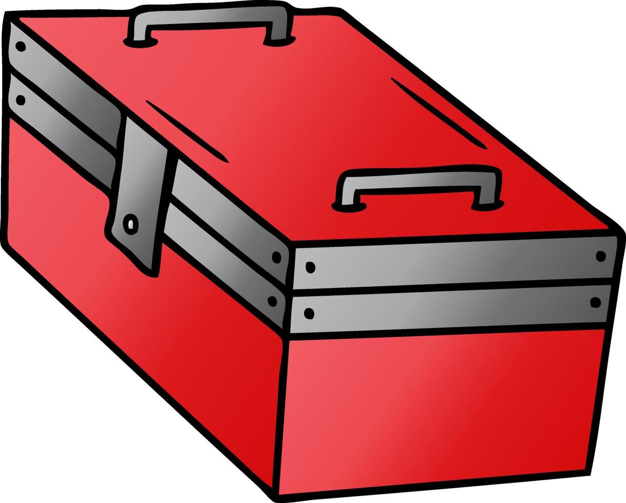 gradient cartoon doodle of a metal tool box vector