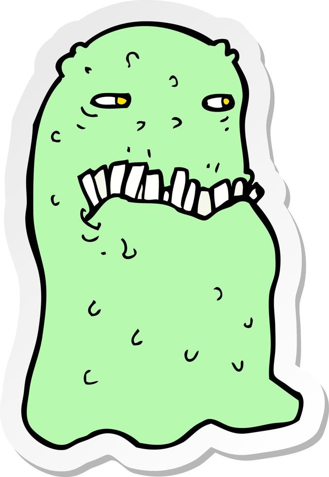 sticker of a cartoon gross ghost vector