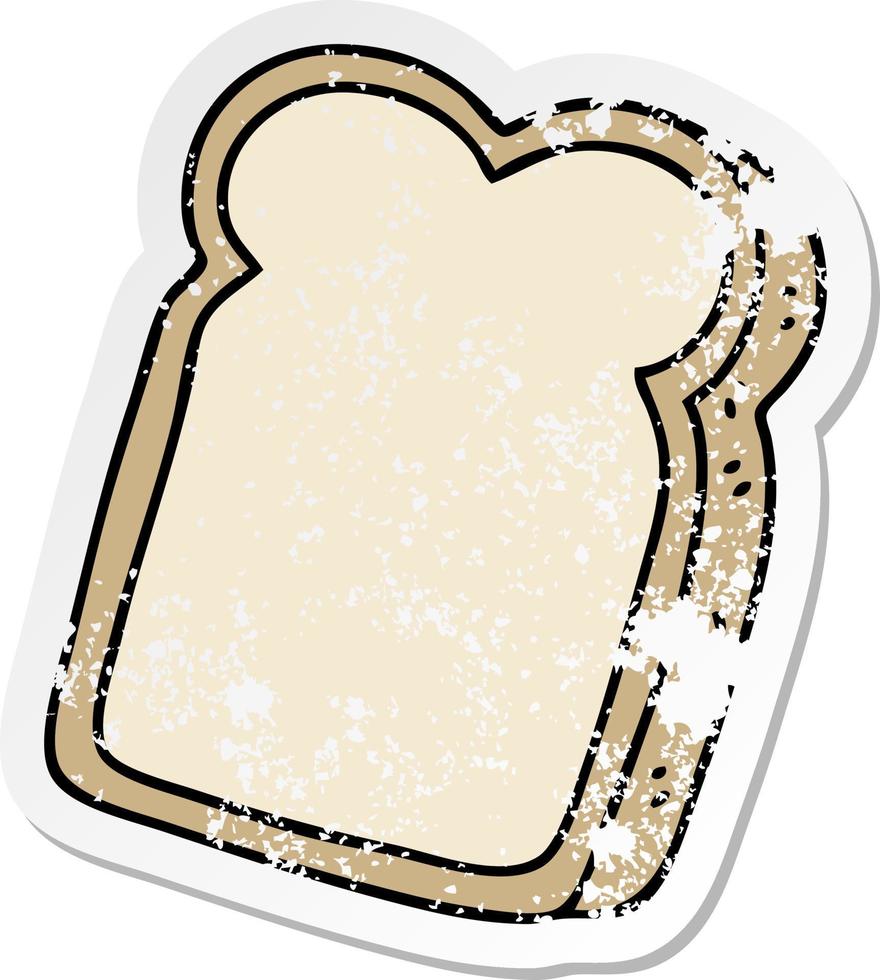 distressed sticker of a quirky hand drawn cartoon slice of bread vector