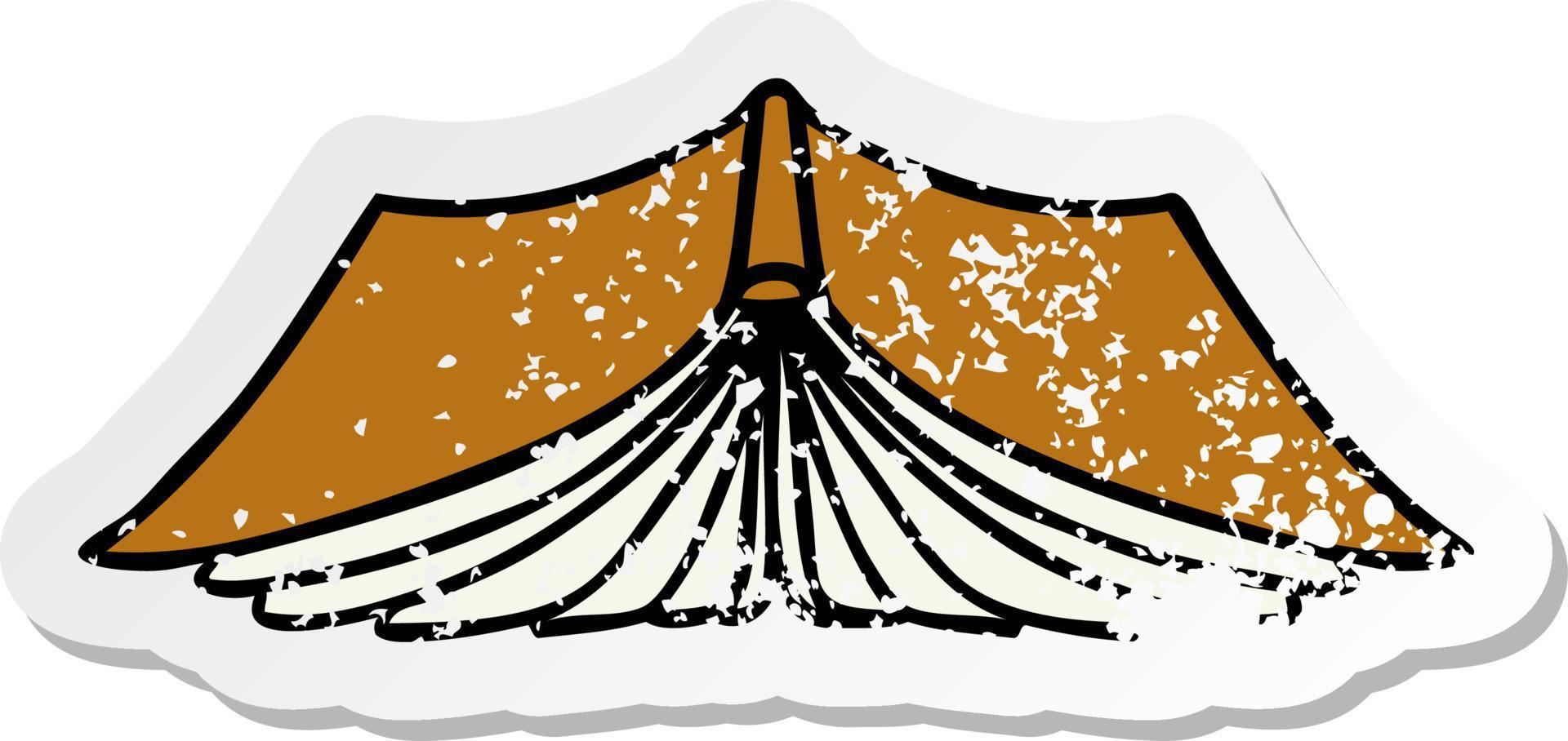 distressed sticker cartoon doodle of an open book vector