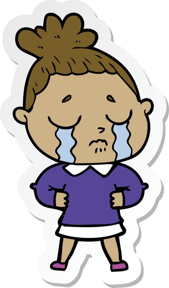 sticker of a cartoon crying woman vector