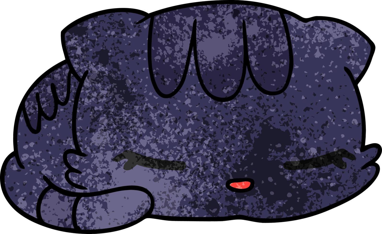 textured cartoon kawaii cute sleeping kitten vector