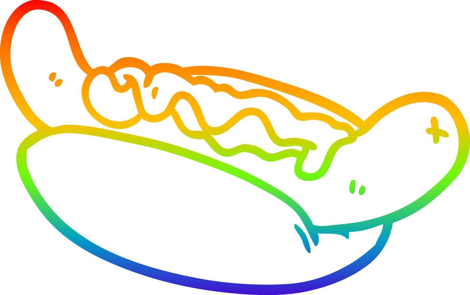rainbow gradient line drawing fresh tasty hot dog vector
