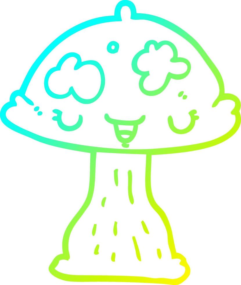 cold gradient line drawing cartoon toadstool vector